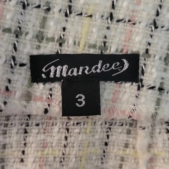 🛍Mandee‎ Knit Skirt Mini Plaid White Yellow Pink Zippered Pleated Juniors 3 - Picture 3 of 7